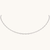 Nadare Co. Sloane necklace featuring a delicate silver chain with elongated rectangular links