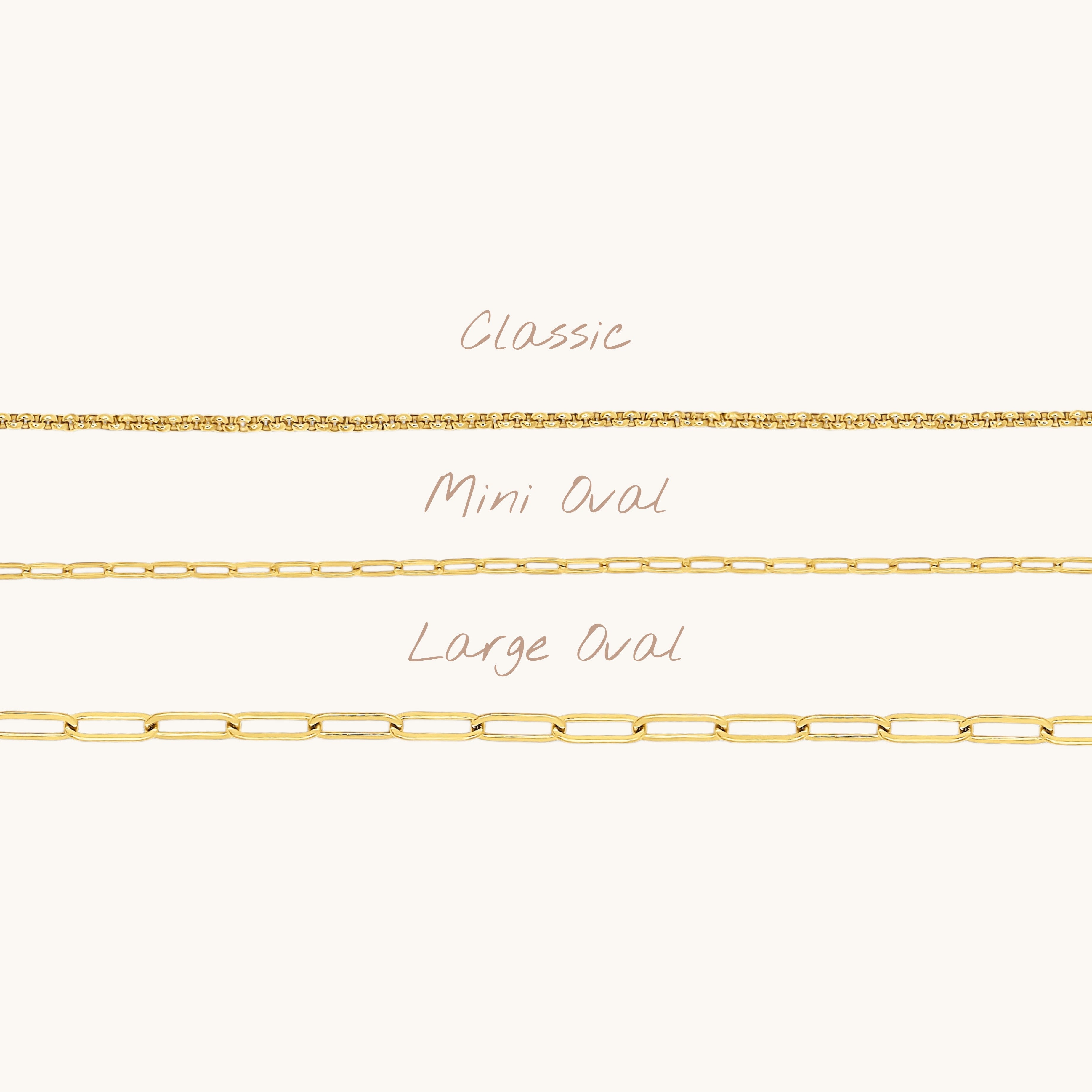 Nadare Co. 14k gold plated stainless steel Small Oval Switch chain necklace for charm customization.