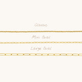 Nadare Co. 14k gold plated stainless steel Small Oval Switch chain necklace for charm customization.