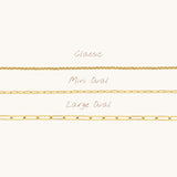 Nadare Co. 14k gold plated stainless steel Small Oval Switch chain necklace for charm customization.