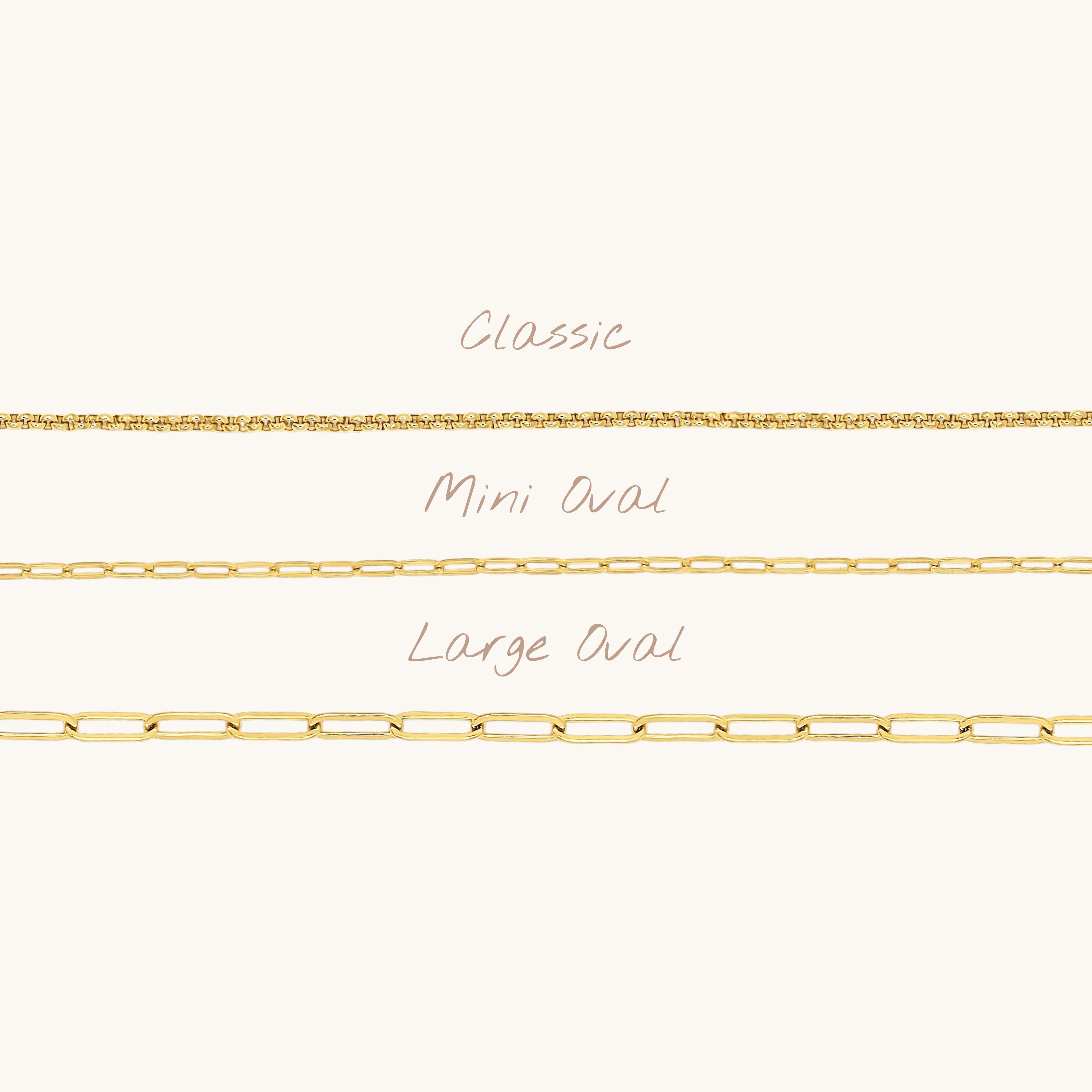 Nadare Co. 14k gold plated stainless steel Small Oval Switch chain necklace for charm customization.