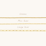 Nadare Co. 14k gold plated stainless steel Small Oval Switch chain necklace for charm customization.