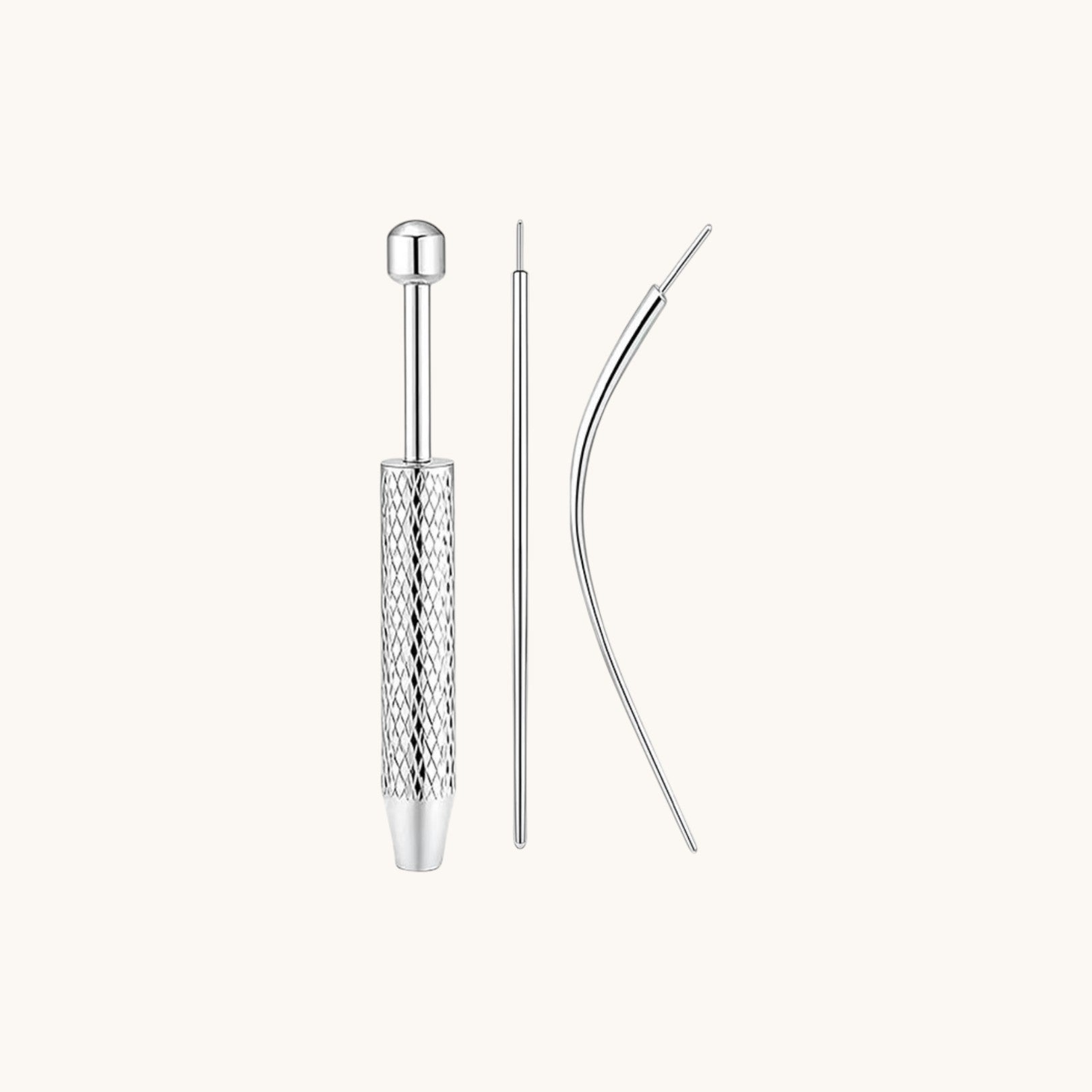 Nadare Co. Switch Installation Kit featuring stainless steel threadless insertion tool, straight taper, and curved taper.
