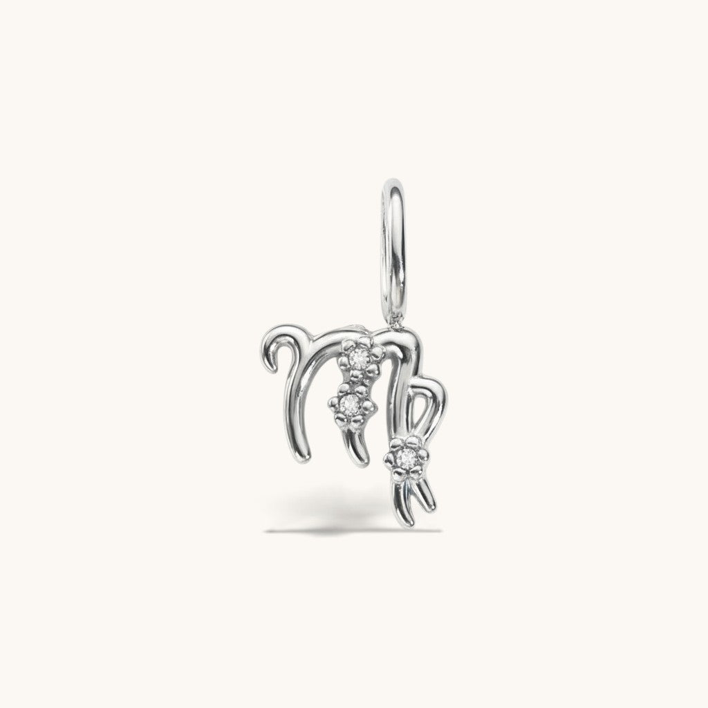 Nadare Co. silver-toned Virgo zodiac charm pendant with sparkling cubic zirconia accents for necklace layering