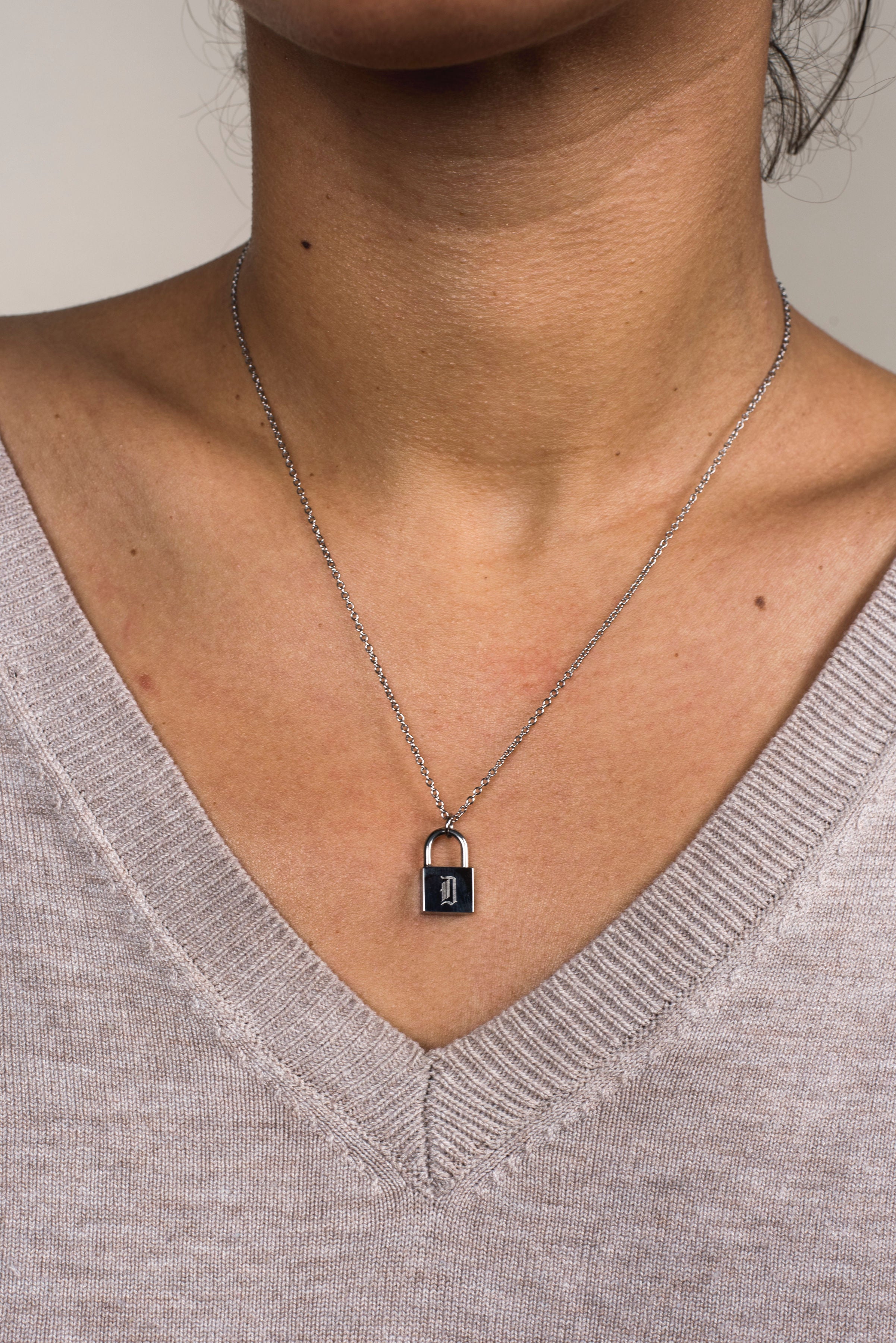 Lock Initial Necklace - Nadare Co.