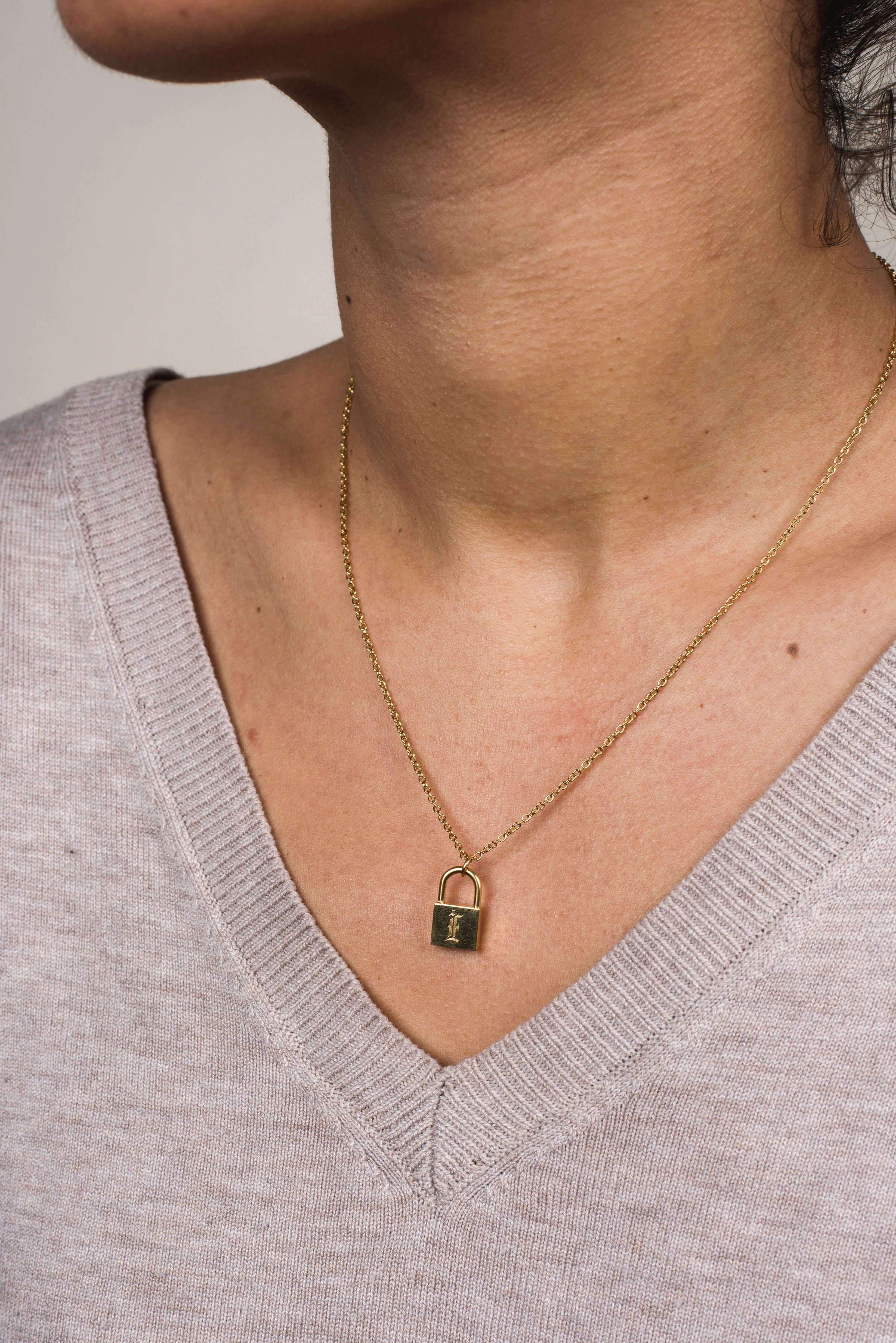 Lock Initial Necklace - Nadare Co.